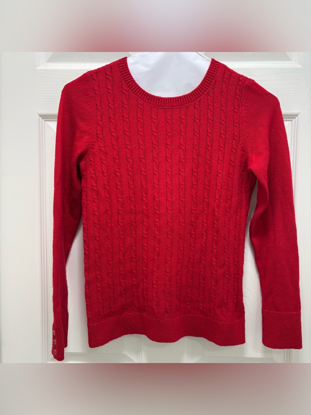 Talbots Red Cable-Knit Crewneck Sweater